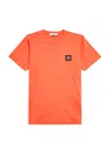 Stone Island Compass Patch Crewneck T-shirt In Orange