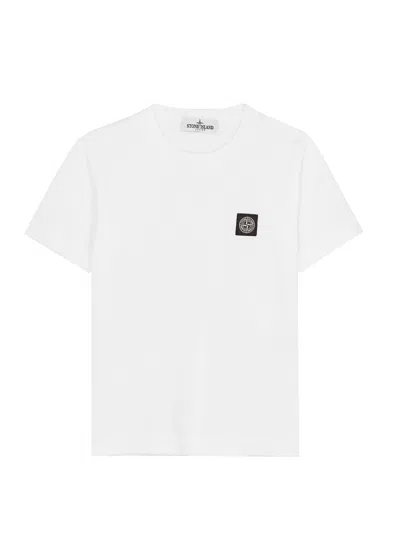 Stone Island Kids Logo Cotton T-shirt (10-12 Years) In White