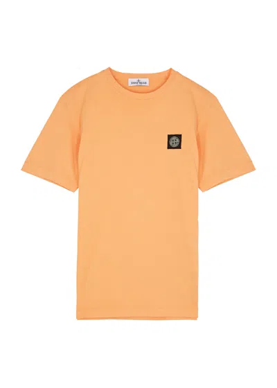 Stone Island Kids Logo Cotton T-shirt (14 Years) In Orange