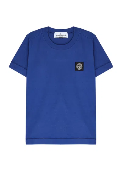 Stone Island Kids Logo Cotton T-shirt (2-4 Years) In Blue
