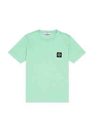 Stone Island Kids Logo Cotton T-shirt (6-8 Years) In Green Light