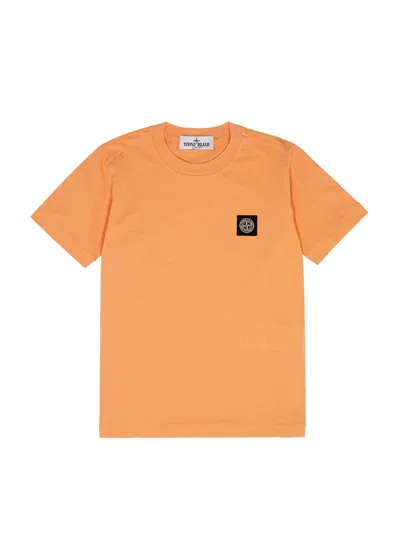 Stone Island Kids Logo Cotton T-shirt (6-8 Years) In Orange