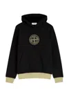 Stone Island Kids Logo Hooded Cotton Sweatshirt (8 Years) In Black