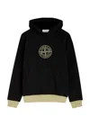 Stone Island Kids Logo Hooded Cotton Sweatshirt (8 Years) In Black