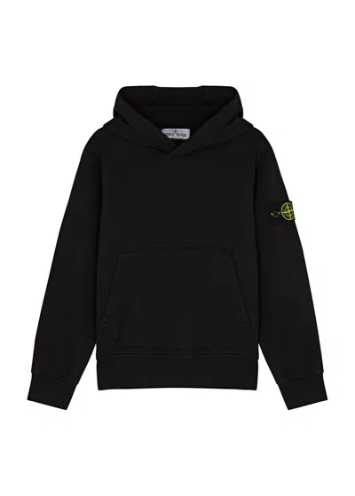 Stone Island Kids Logo Hooded Cotton Sweatshirt (6-8 Years) In Black