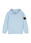 Stone Island Kids Logo Hooded Cotton Sweatshirt (6-8 Years) In Blue