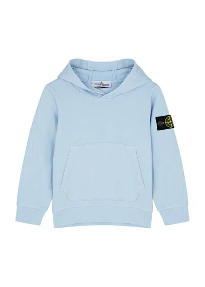 Stone Island Kids Logo Hooded Cotton Sweatshirt (6-8 Years) In Blue