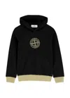 Stone Island Kids Logo Hooded Cotton Sweatshirt (8 Years) In Black