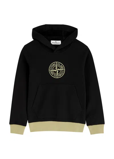 Stone Island Kids Logo Hooded Cotton Sweatshirt (8 Years) In Black