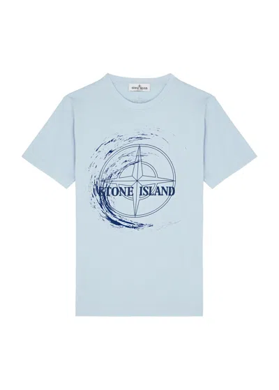 Stone Island Kids Logo-print Cotton T-shirt (14 Years) In Blue Light