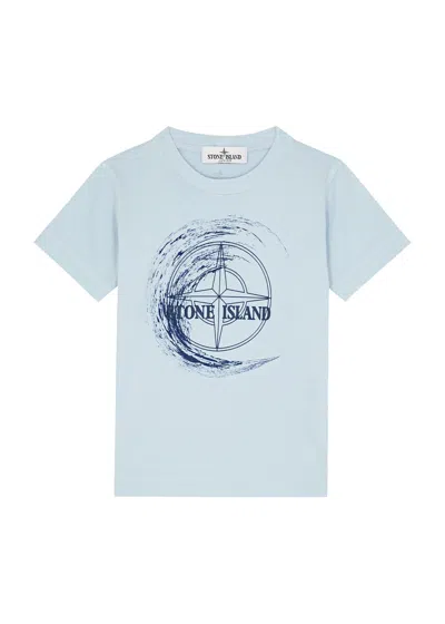 Stone Island Kids Logo-print Cotton T-shirt (2-4 Years) In Blue Light