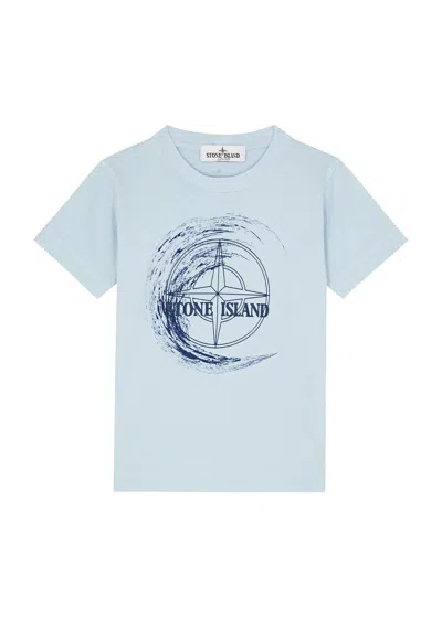 Stone Island Kids Logo-print Cotton T-shirt (6-8 Years) In Blue Light