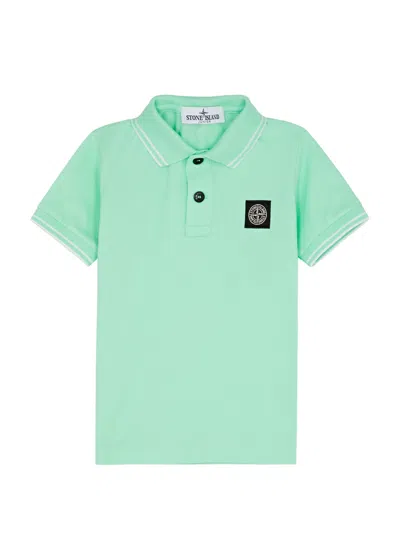 Stone Island Kids Logo Stretch-cotton Polo Shirt (2-4 Years) In Green Light