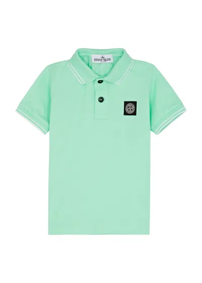 Stone Island Kids Logo Stretch-cotton Polo Shirt (6-8 Years) In Green Light