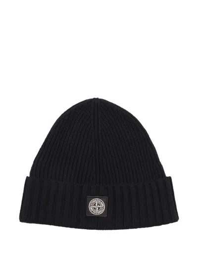 Stone Island Kids Mini Beanie Hat In Black