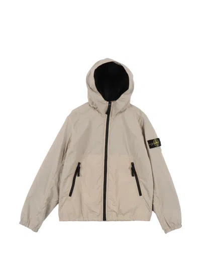 Stone Island Kids Mini Chevron Hooded Jacket For Boys In Brown