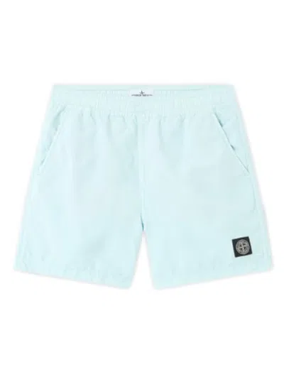 Stone Island Kids Mini Internal Drawstring Waist Mesh Lined Shorts For Boys In Blue