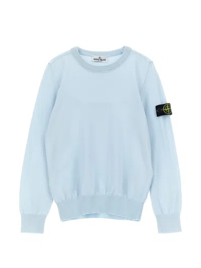 Stone Island Kids Mini Ribbed Neck Sweater For Boys In Blue