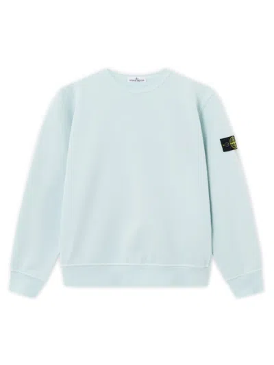 Stone Island Kids Mini Ribbed Neckline Sweatshirt For Boys In Blue