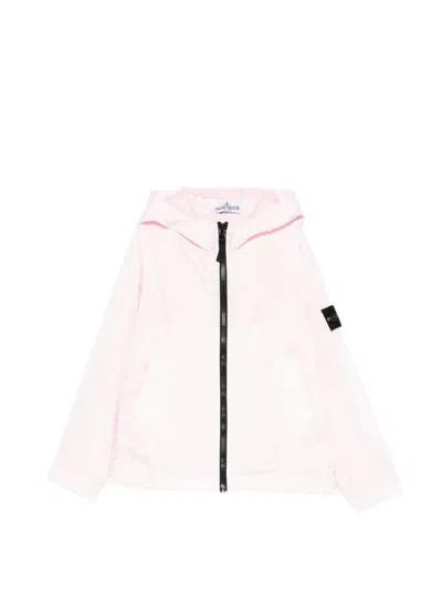 Stone Island Kids Mini Short Parka Jacket In Pink