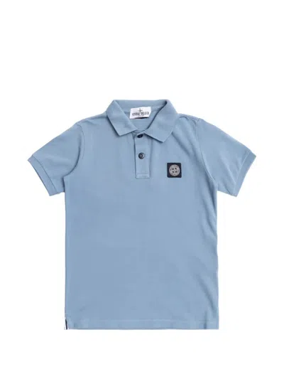Stone Island Kids Mini Short-sleeve Polo Shirt With Logo In Blue