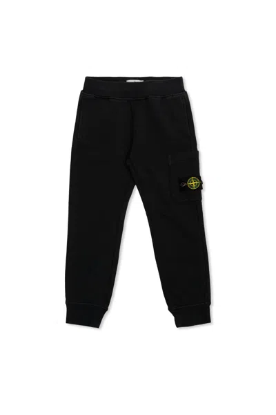 Stone Island Kids Pants With Logo In Blue