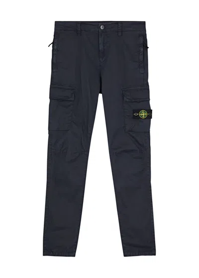 Stone Island Kids Stretch-cotton Cargo Trousers (14 Years) In Navy