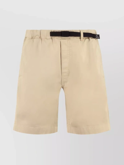 Stone Island Knee Length Elasticated Shorts With Back Pockets And Belt Loops In Cream