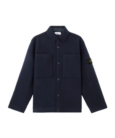 Stone Island Virgin-wool Shirt Jacket In Blue