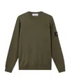 Stone Island Crew Neck Sweater Ribbed Cuffs In Green