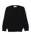 Stone Island Knit Crewneck Jumper In Pure Lightweight Wool In Black