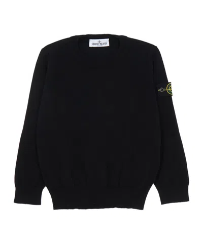 Stone Island Knit Crewneck Jumper In Pure Lightweight Wool In Black
