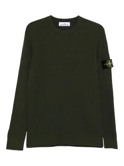 STONE ISLAND KNIT CREWNECK SWEATER IN FULL RIB RWS WOOL