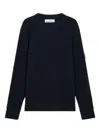 Stone Island Ribbed-knit Virgin Wool Sweater With Signature Patch In Blue