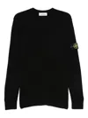 Stone Island Knit Crewneck Sweater In Full Rib Rws Wool Clothing In Black
