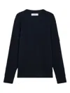 Stone Island Ribbed-knit Virgin Wool Sweater With Signature Patch In Blue