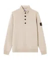 Stone Island Mens Desert Melange Wool Half-button Jumper In Neutral