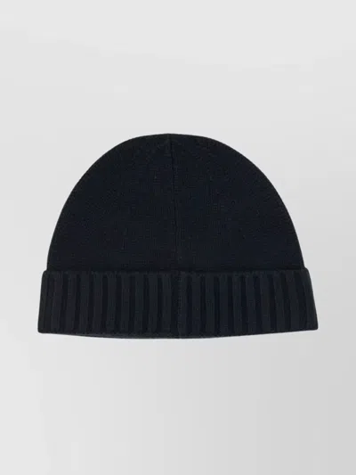Stone Island Knit Hat With Ribbed Cuff Design In Black