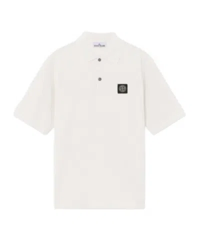 Stone Island Knit Short-sleeve Polo In White