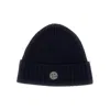 Stone Island Knitted Beanie Hat With Logo Patch Kids In Black