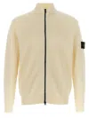 Stone Island High Collar Ribbed Texture Cardigan Badge