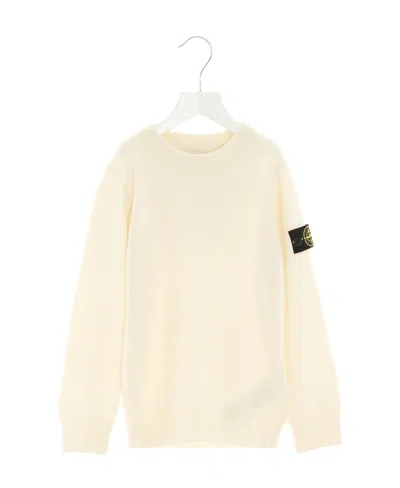 Stone Island Knitted Logo-patch Jumper In White