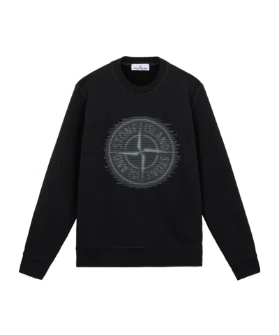 Stone Island Knitted Round-neck Sweatshirt In Black