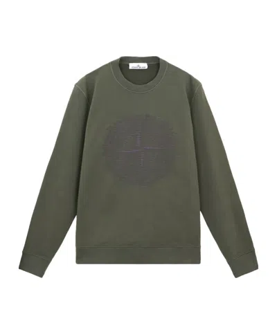 Stone Island Knitted Round-neck Sweatshirt In Green