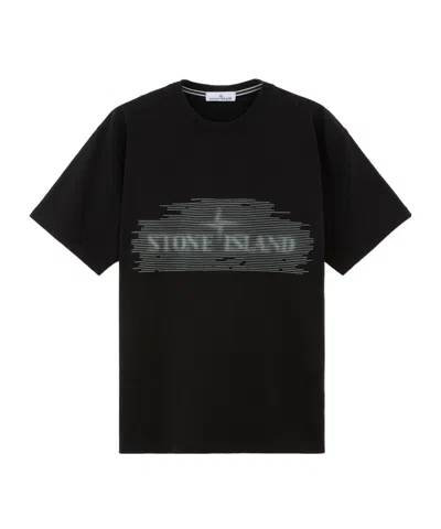 Stone Island Knitted T-shirt In Black