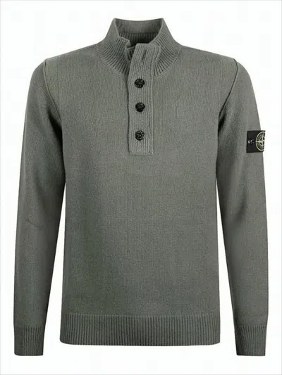 Stone Island Knitted Turtleneck Sweater With Ribbed Collar In Multi