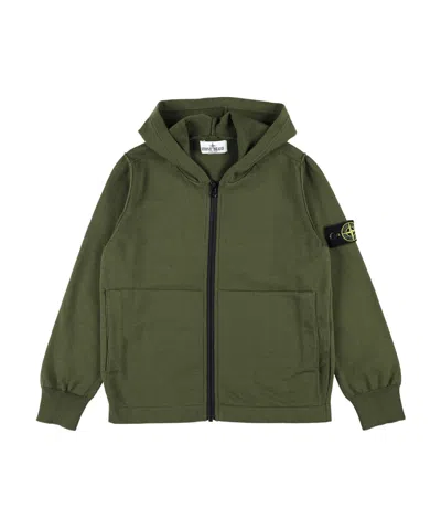 Stone Island Knitted Zip-up Hoodie In Green