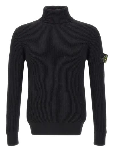 Stone Island 5100052 Full Rib Rws Wool Sweater In Black
