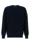 Stone Island Lightweight Wool Crew Neck Pullover In Blue