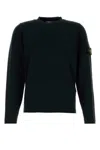 Stone Island Ribbed Detail Crew Neck Sweatshirt With Iconic Badge